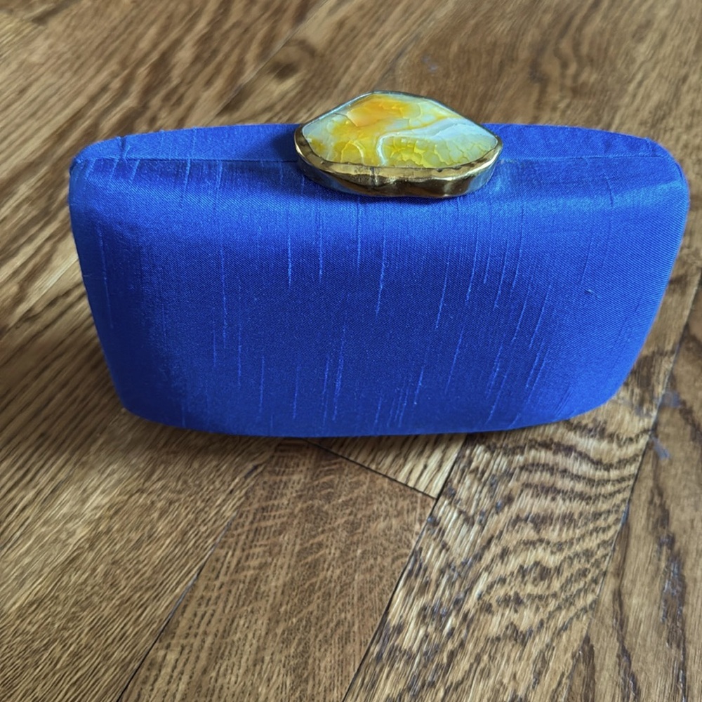 Kayu Royal Blue Clutch with Stone